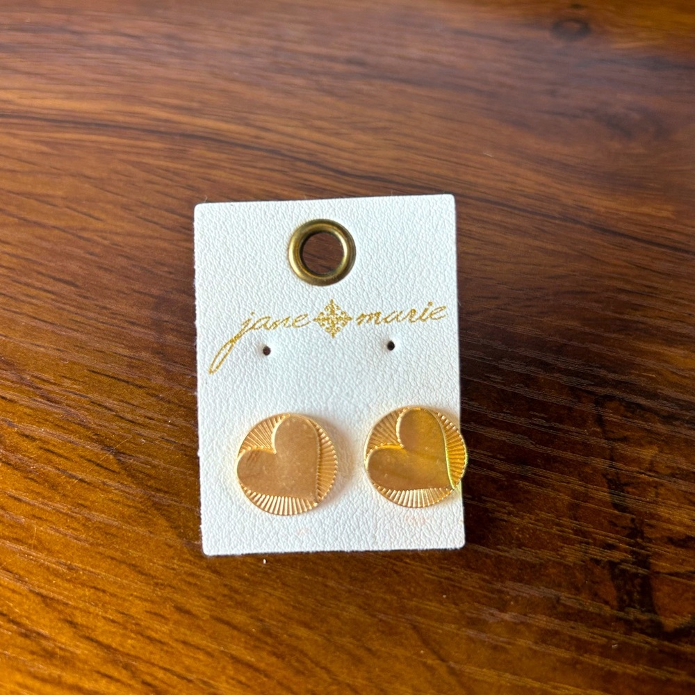 Gold Heart Stud Earrings